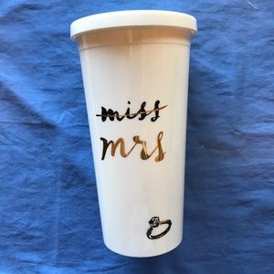 ♠️KATE SPADE ♠️  MISS/MRS TUMBLER, DOUBLE WALL INSULATED 20 OZ, CREAM W/GOLD
